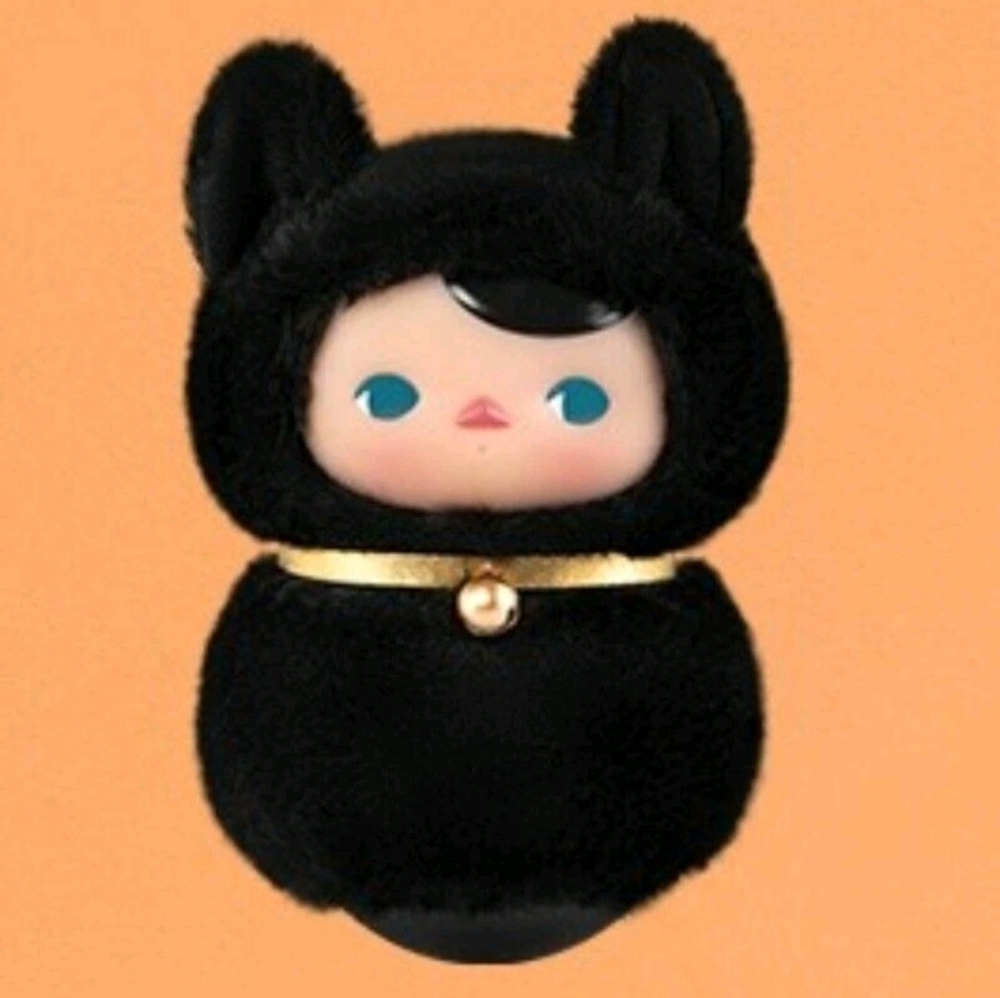 POP MART PUCKY Roly Poly Kitty Series Vinyl Plush - Black Cat ~ New/Unopened